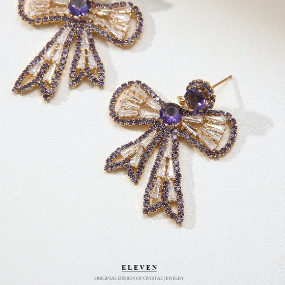 Purple butterfly earrings - Picture 2 of 6